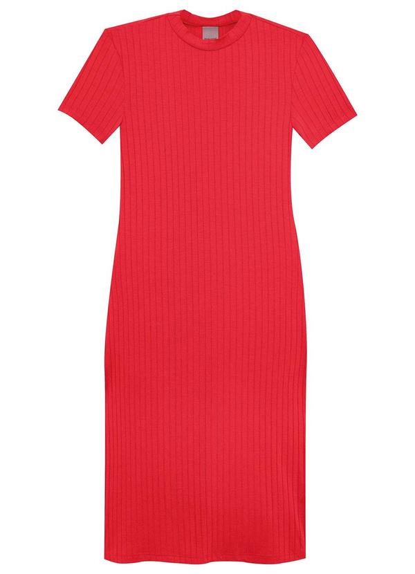 Malwee - Vestido Vermelho Curto Canelado
