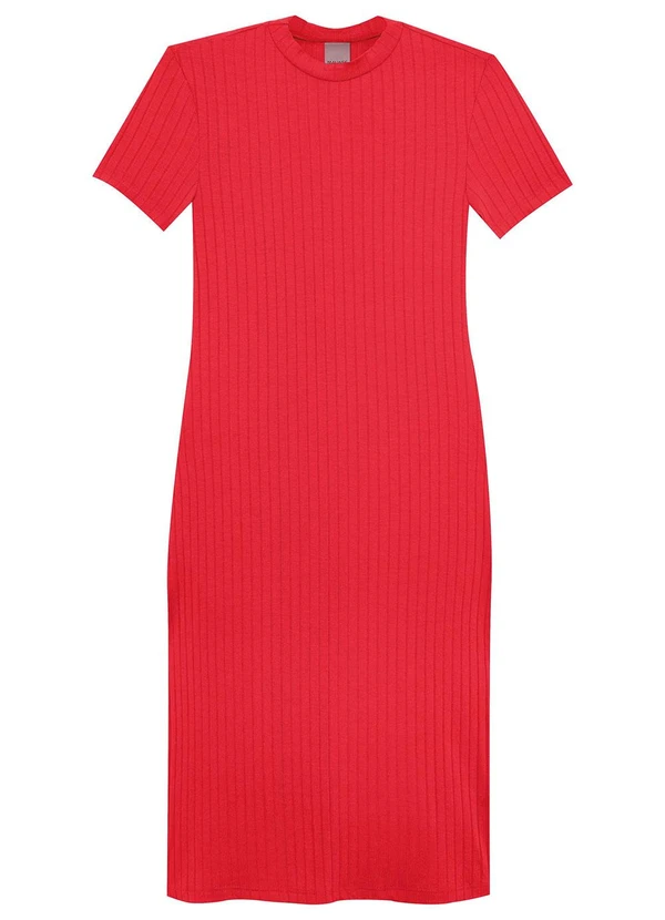 Malwee - Vestido Vermelho Curto Canelado