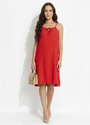 Vestido Vermelho em Crepe Plano