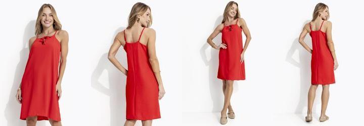 Vestido Vermelho em Crepe Plano