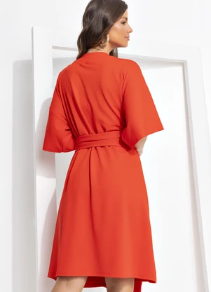 Quintess - Vestido Vermelho em Malha Crepe - QUINTESS