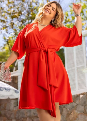 Quintess - Vestido Vermelho em Malha Crepe - QUINTESS