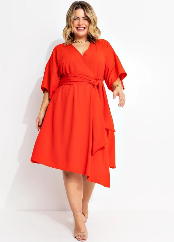 Quintess - Vestido Vermelho em Malha Crepe 13