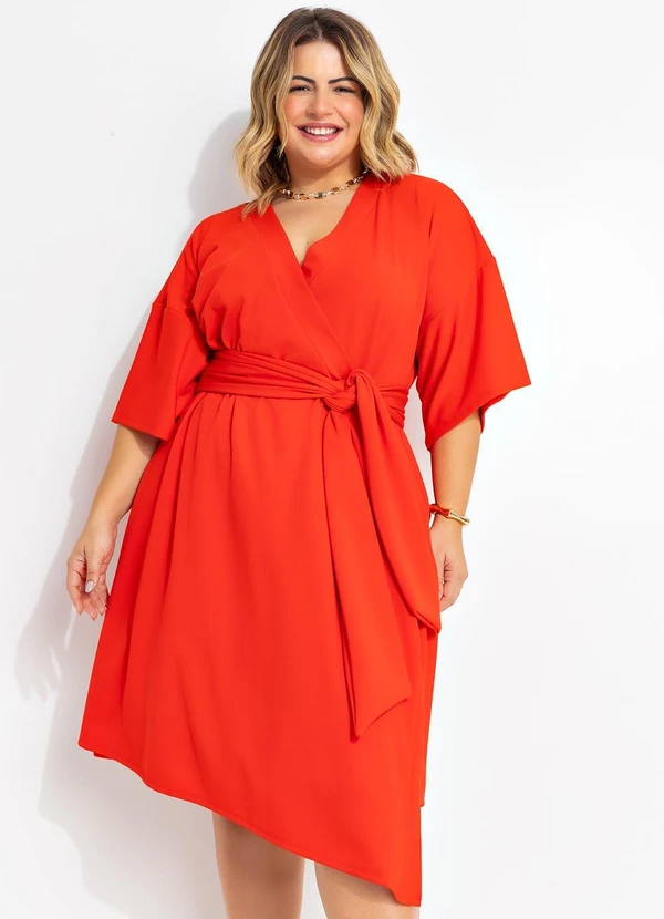 Quintess - Vestido Vermelho em Malha Crepe 14