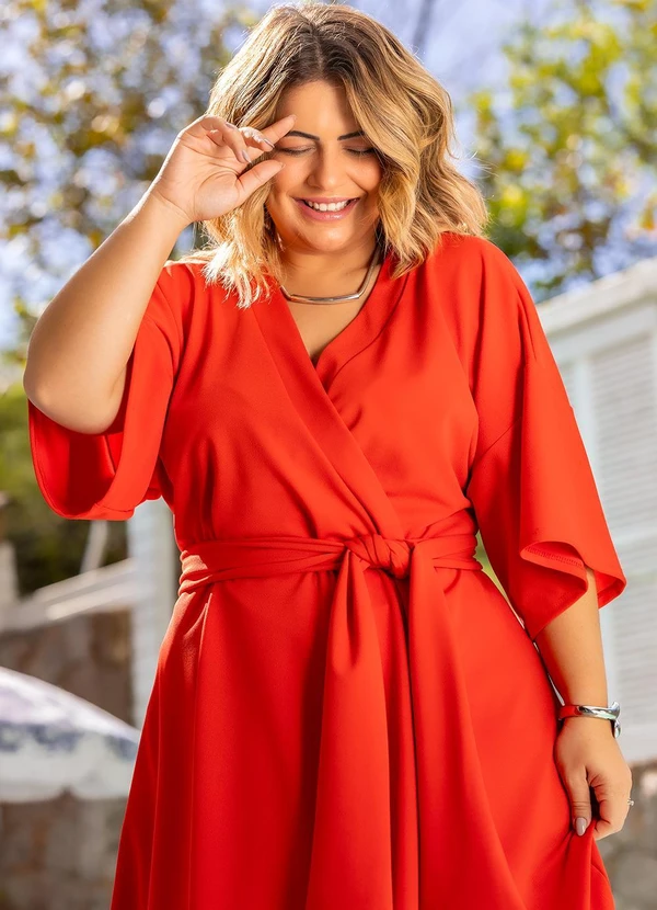 Quintess - Vestido Vermelho em Malha Crepe 15