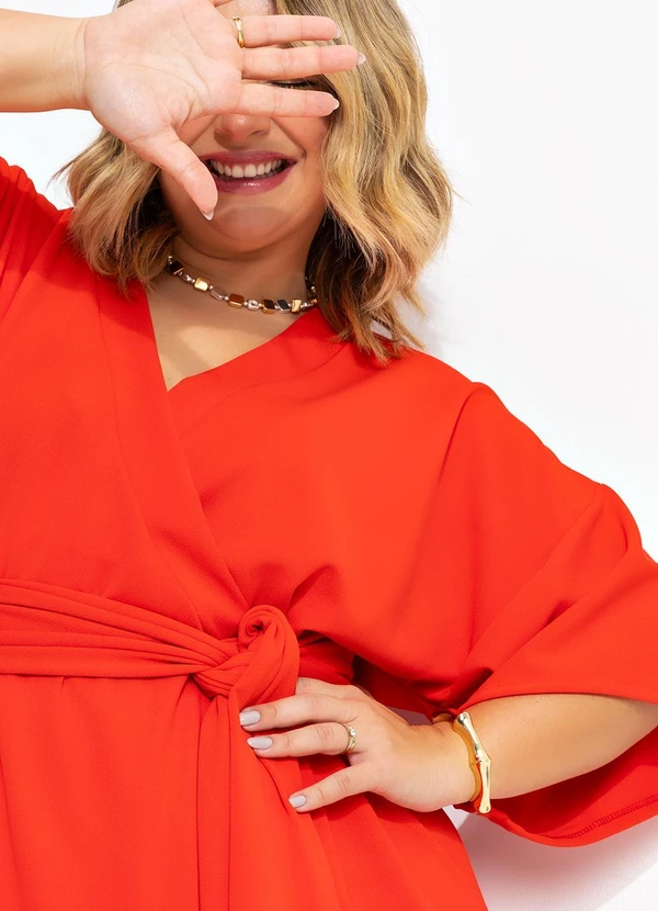 Quintess - Vestido Vermelho em Malha Crepe 17