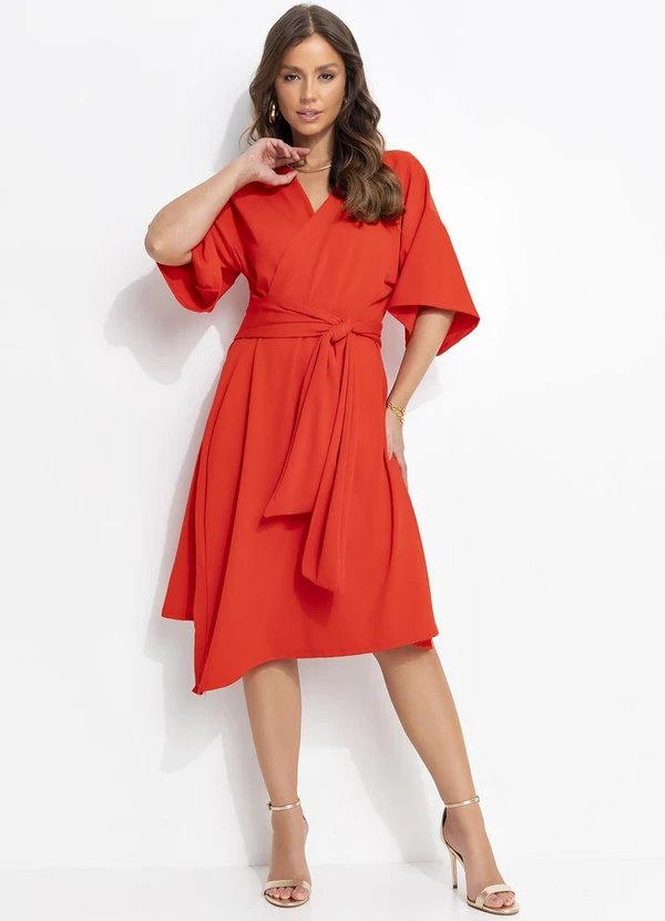 Quintess - Vestido Vermelho em Malha Crepe 5