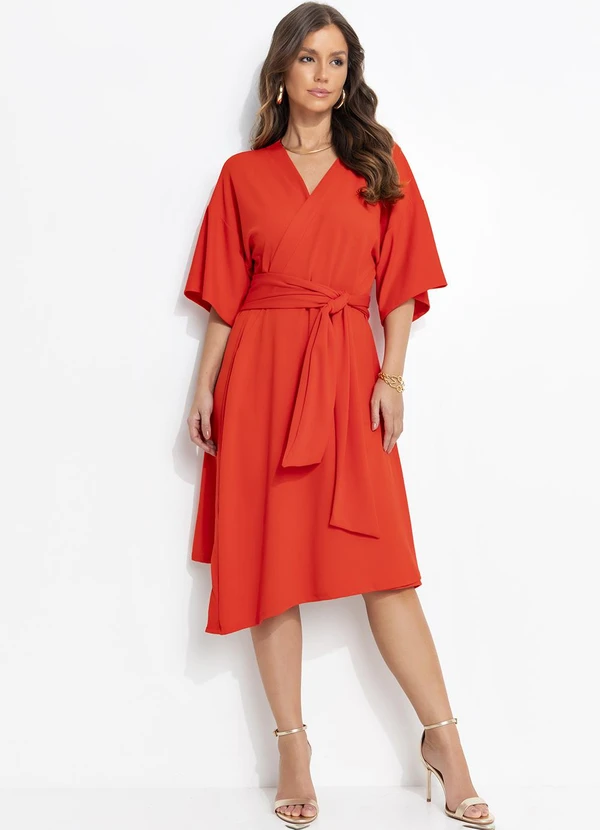 Quintess - Vestido Vermelho em Malha Crepe 6