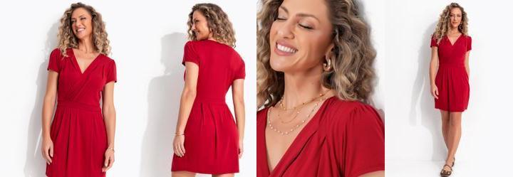Vestido Vermelho em Malha de Viscose