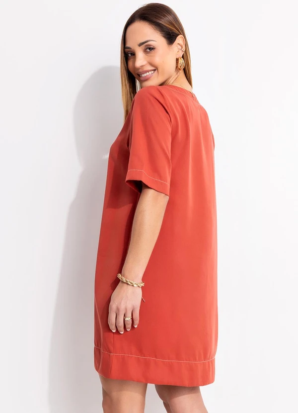 Quintess - Vestido Terracota em Tecido de Liocel 2
