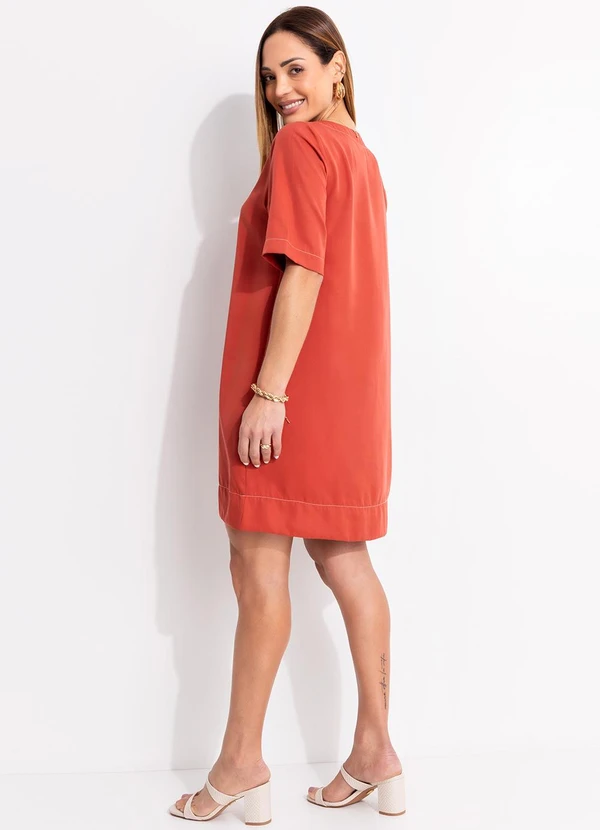 Quintess - Vestido Terracota em Tecido de Liocel 4