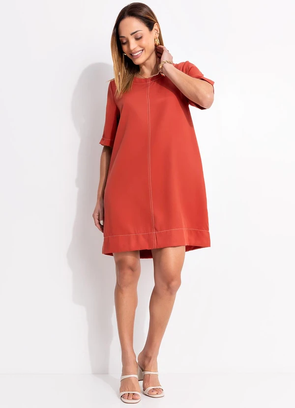 Quintess - Vestido Terracota em Tecido de Liocel 5