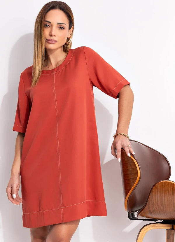 Quintess - Vestido Terracota em Tecido de Liocel 7