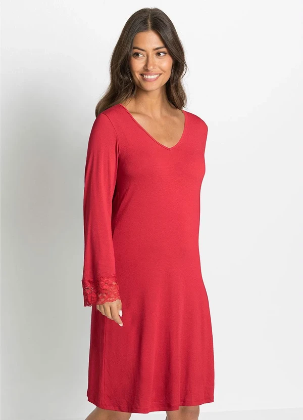 bonprix - Vestido Vermelho em Viscose com Elastano