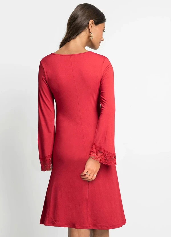 bonprix - Vestido Vermelho em Viscose com Elastano 2