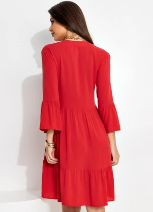 Quintess - Vestido Vermelho em Viscose Plana - QUINTESS
