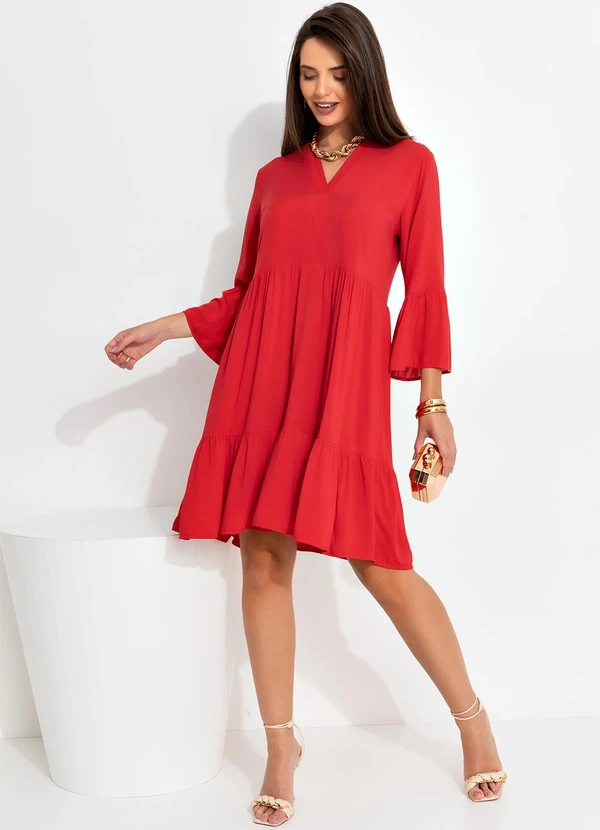 Quintess - Vestido Vermelho em Viscose Plana 3