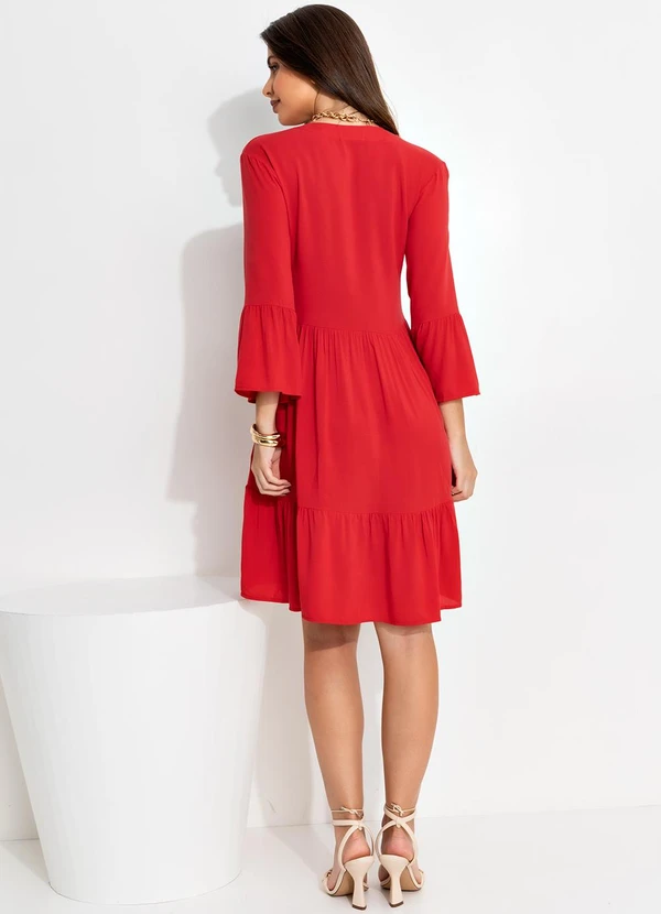 Quintess - Vestido Vermelho em Viscose Plana 5