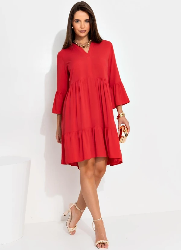 Quintess - Vestido Vermelho em Viscose Plana 7