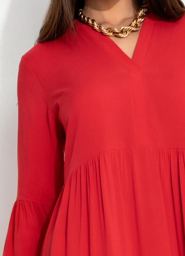 Quintess - Vestido Vermelho em Viscose Plana