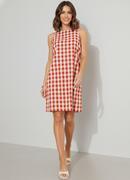 Vestido Vichy Vermelho em Tecido de Poliéster