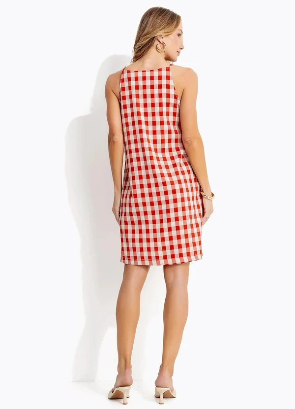 Quintess - Vestido Vichy Vermelho em Tecido de Poliéster 2