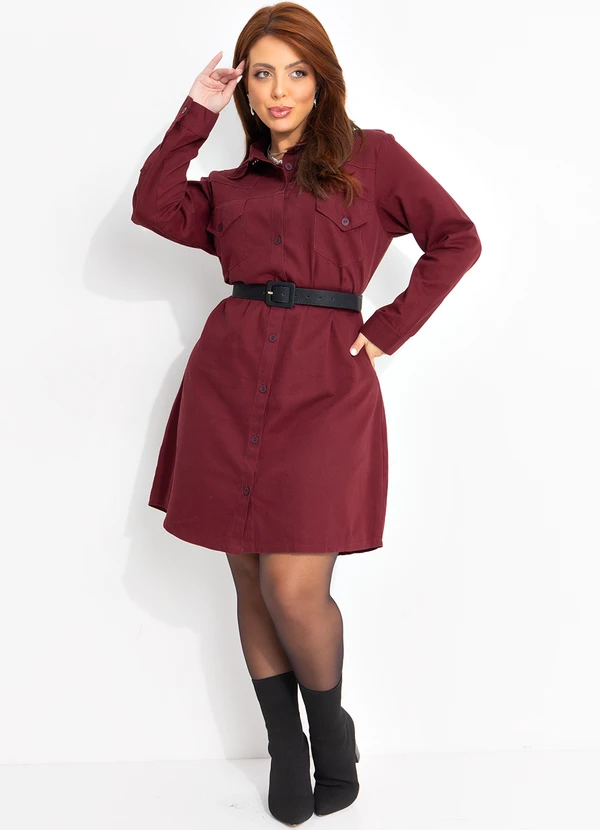 Quintess - Vestido Vinho em Sarja 10