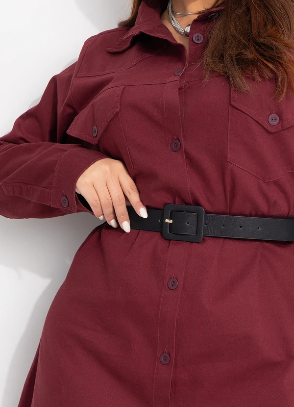 Quintess - Vestido Vinho em Sarja 13