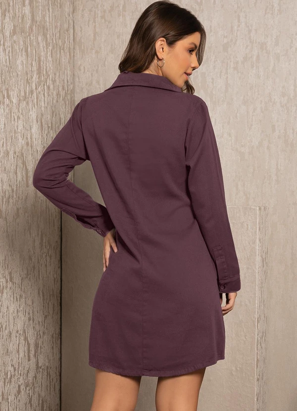 Quintess - Vestido Vinho em Sarja 2