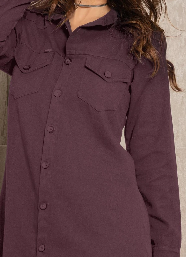 Quintess - Vestido Vinho em Sarja 5