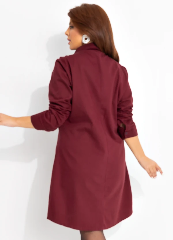 Quintess - Vestido Vinho em Sarja 7