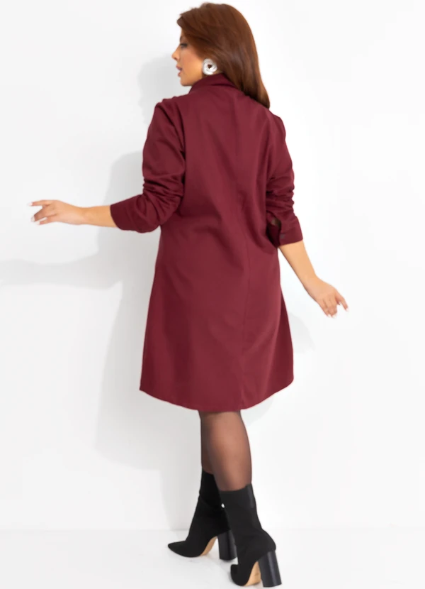 Quintess - Vestido Vinho em Sarja 9