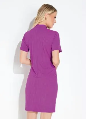 Moda Pop - Vestido Violeta com Gola Rolê - MODA POP