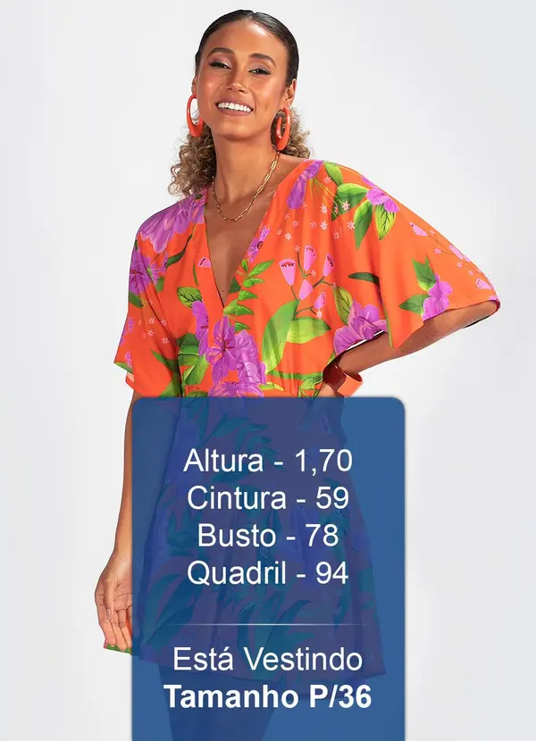 Farm - Vestido Viscose Floral Bem Me Quer Laranja 5