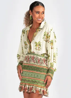 Farm - Vestido Viscose Luna Verde - FARM