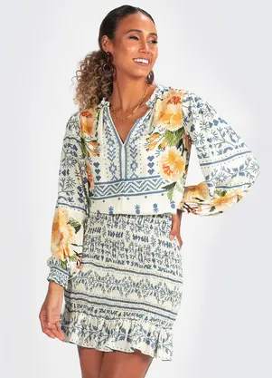 Farm - Vestido Viscose Nice Bege - FARM