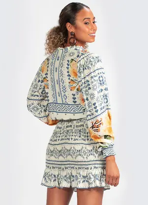Farm - Vestido Viscose Nice Bege - FARM