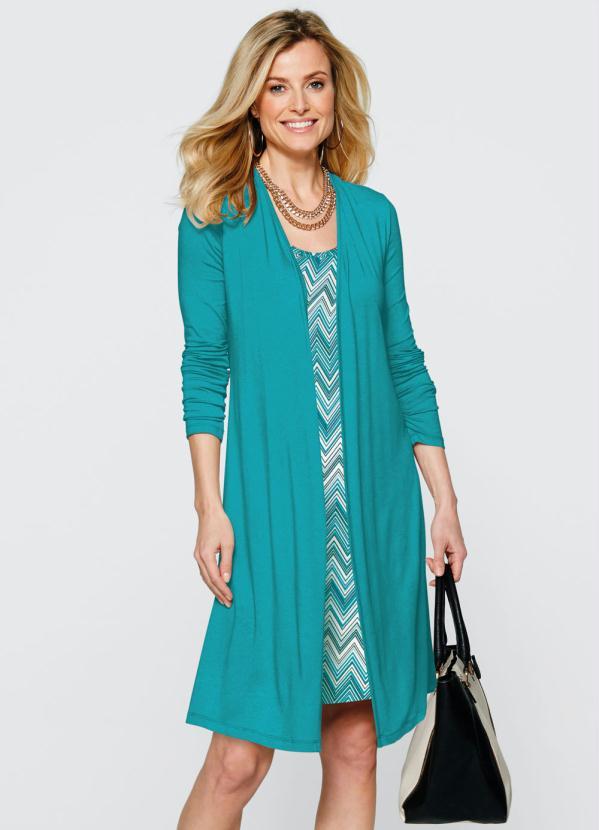 Outlet - Vestido Visual Duplo Azul Esverdeado 2