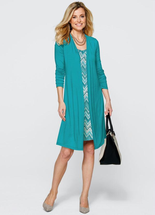 Outlet - Vestido Visual Duplo Azul Esverdeado 4