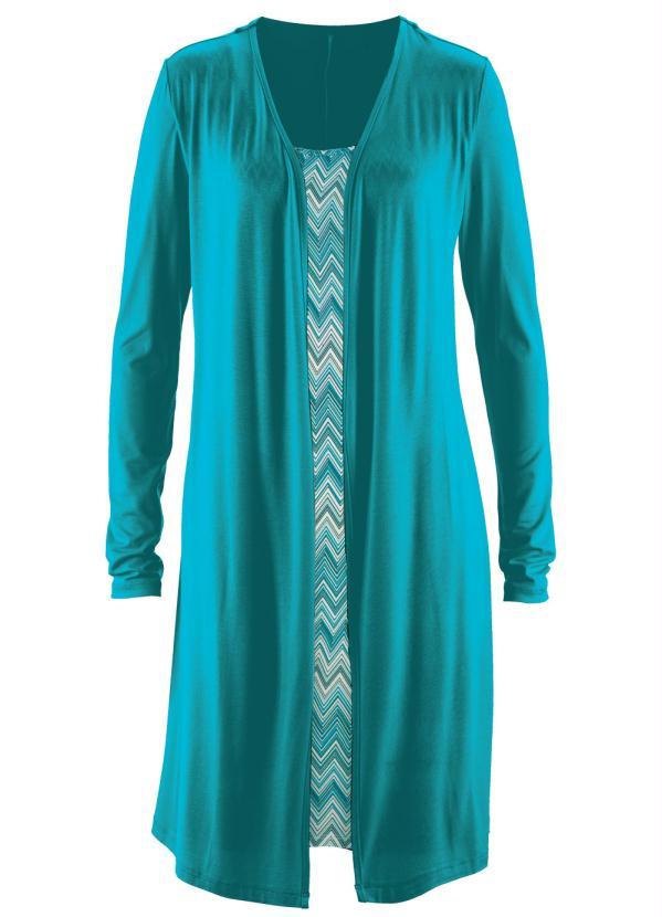 Outlet - Vestido Visual Duplo Azul Esverdeado 6