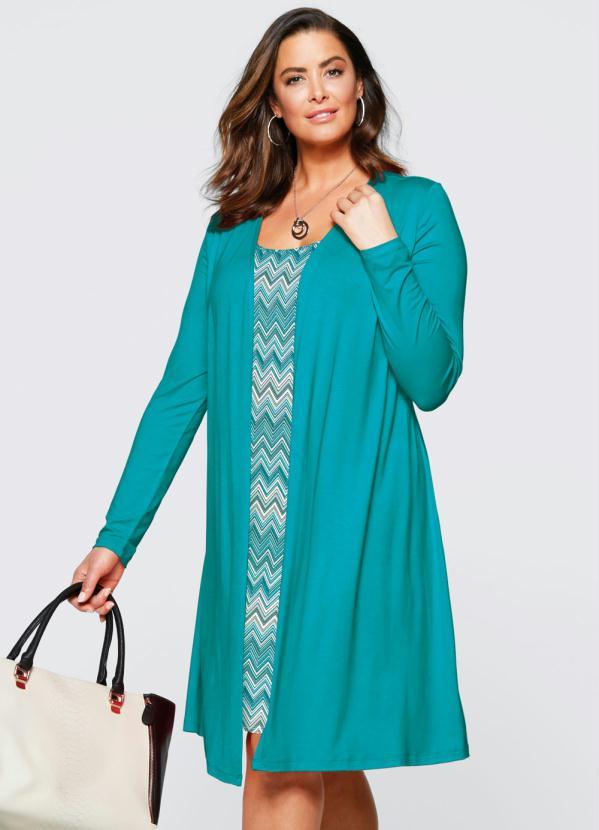 Outlet - Vestido Visual Duplo Azul Esverdeado 7