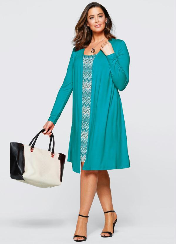 Outlet - Vestido Visual Duplo Azul Esverdeado 9