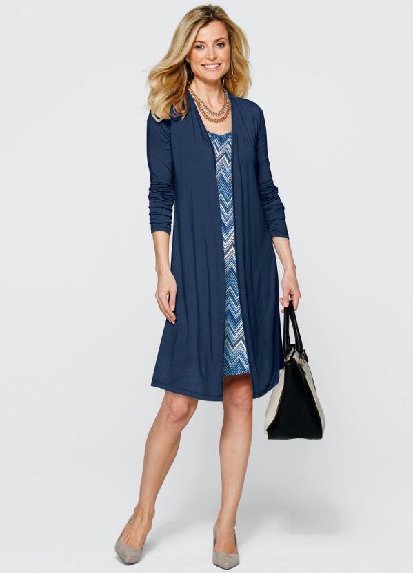 Outlet - Vestido Visual Duplo Azul Marinho 3