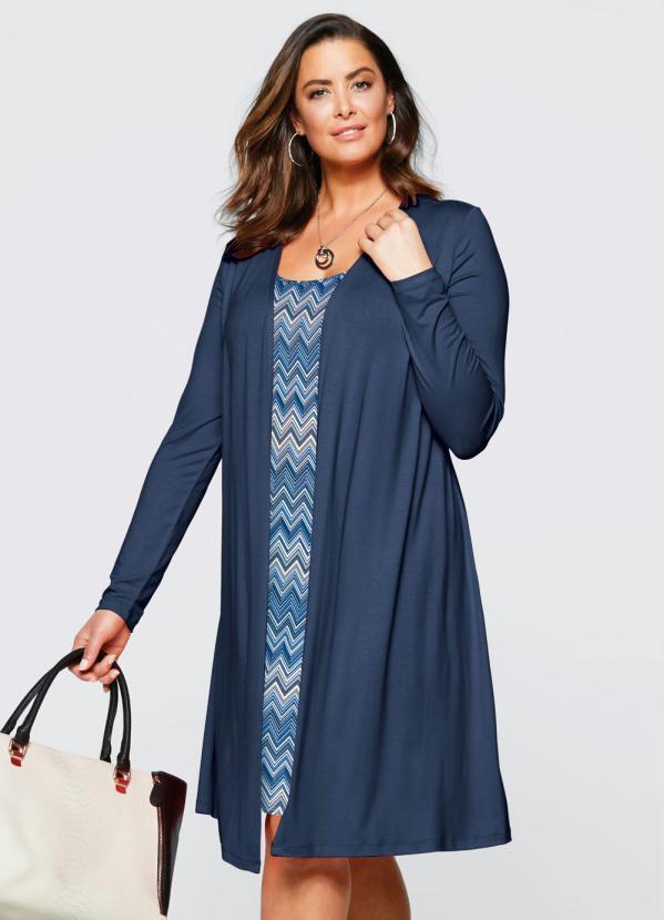 Outlet - Vestido Visual Duplo Azul Marinho 7