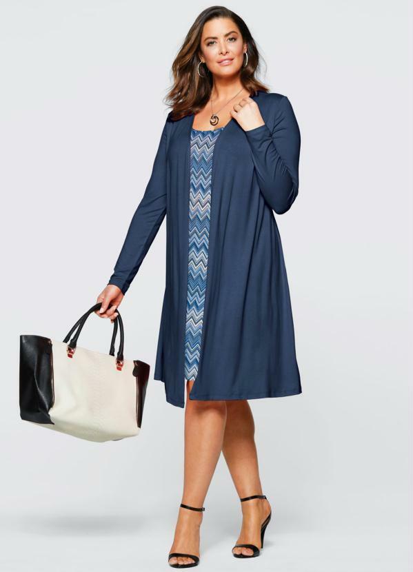 Outlet - Vestido Visual Duplo Azul Marinho 9