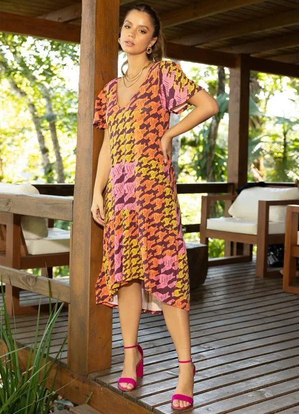 Quintess - Vestido Xadrez Color com Recorte Mullet 2