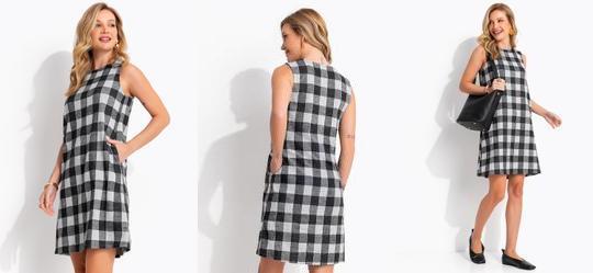 Vestido Xadrez em Malha Flanela