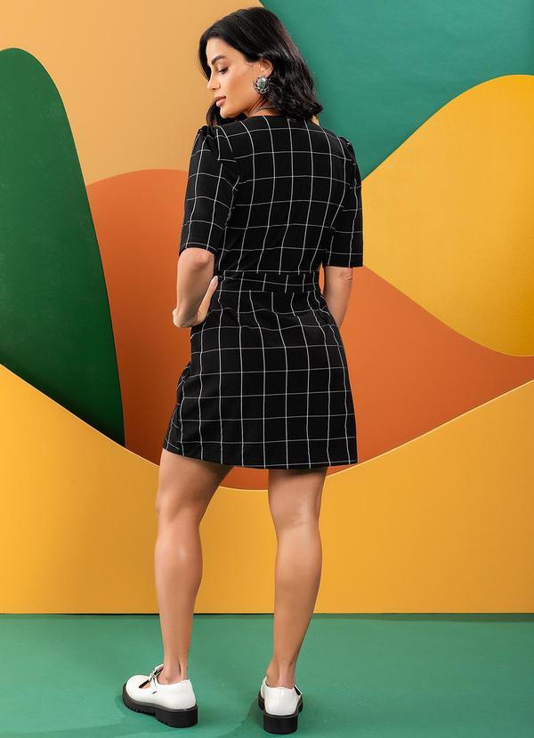 Quintess - Vestido Xadrez Grid em Tecido de Alfaiataria 8