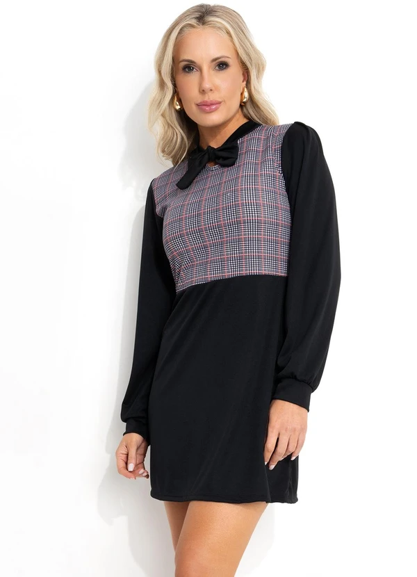 Moda Pop - Vestido Xadrez Pied de Poule em Jersey Acetinado 1
