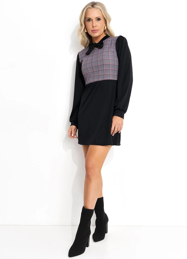 Moda Pop - Vestido Xadrez Pied de Poule em Jersey Acetinado 3
